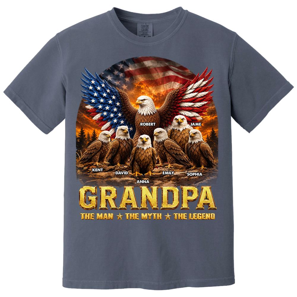 Grandpa Eagle - Personalized Shirt For Grandpa & Dad Vintage Shirt NA04 Hv01 Vrs2