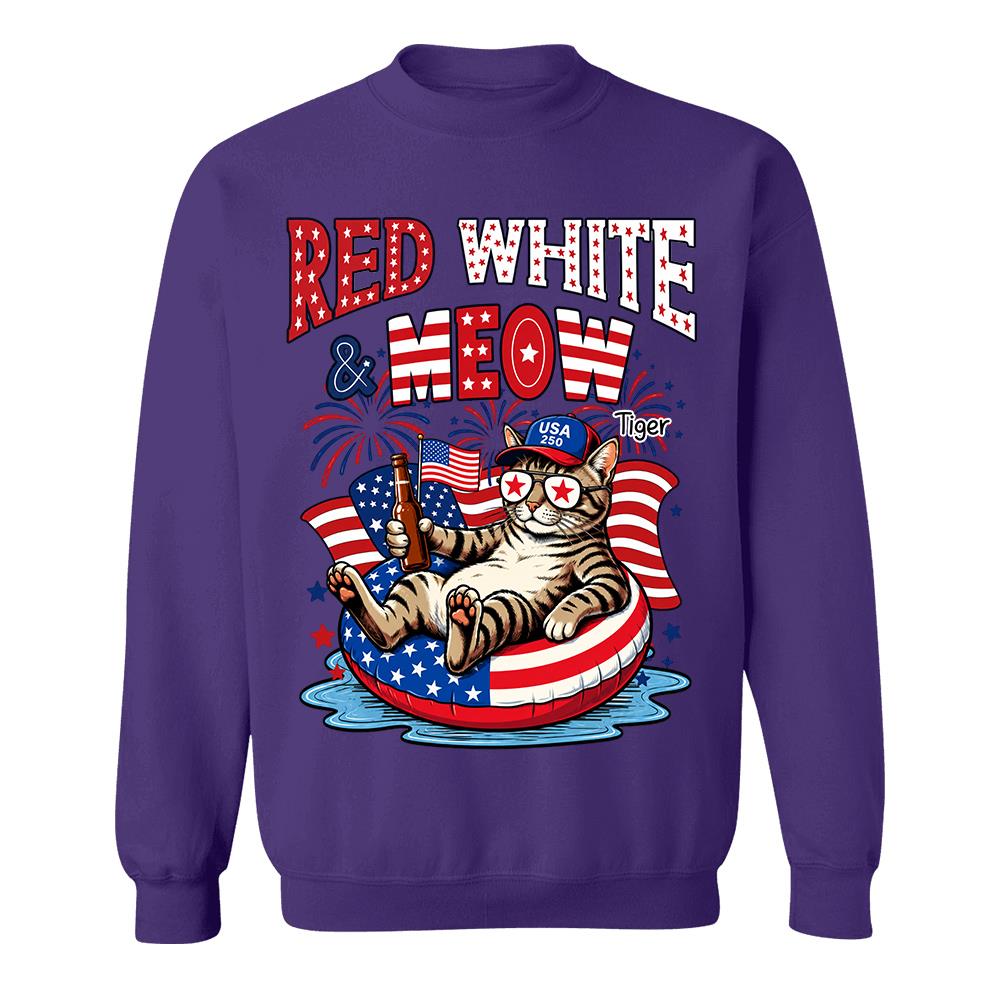 Red White Meow, Custom Photo Pet Shirt, America 250th Anniversary Gifts For Dog Cat Lovers, Dog Dad And Mom, Cat Owners T1807 Hv01 