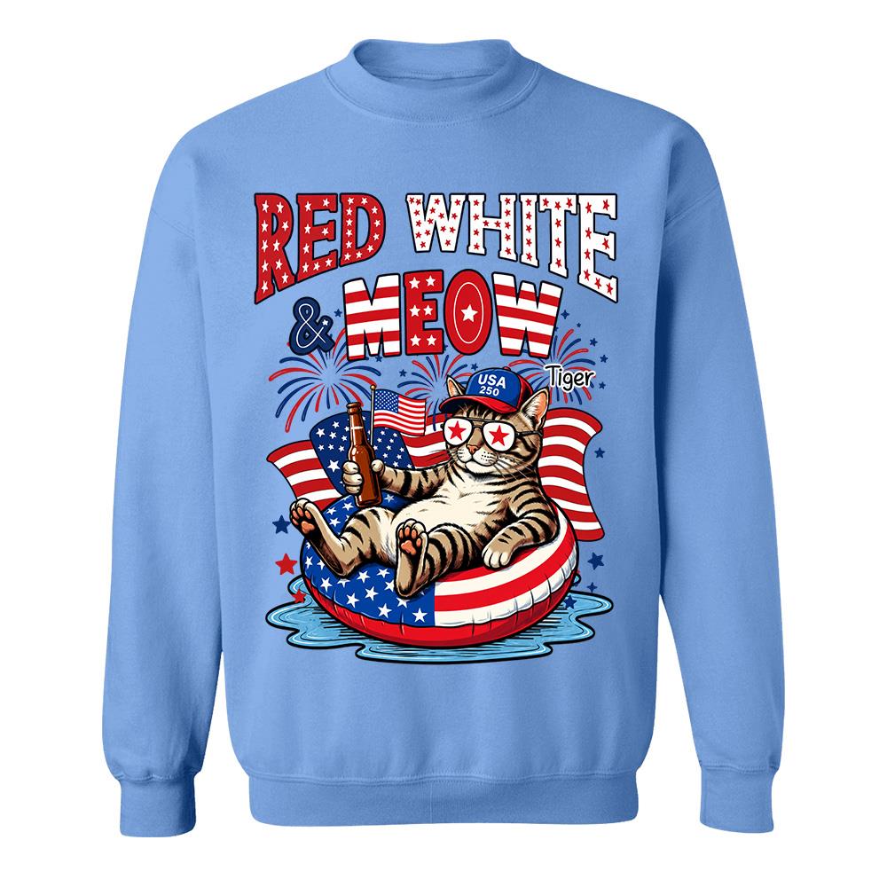 Red White Meow, Custom Photo Pet Shirt, America 250th Anniversary Gifts For Dog Cat Lovers, Dog Dad And Mom, Cat Owners T1807 Hv01 