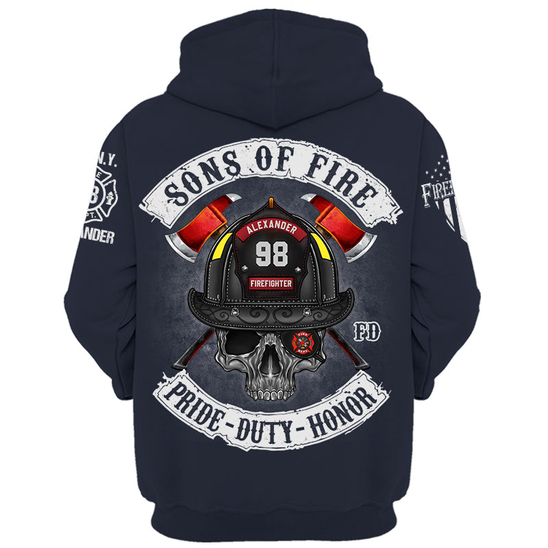 Sons of Fire Pride Duty Honor Personalized Shirt For Fireman Firefighter K1702