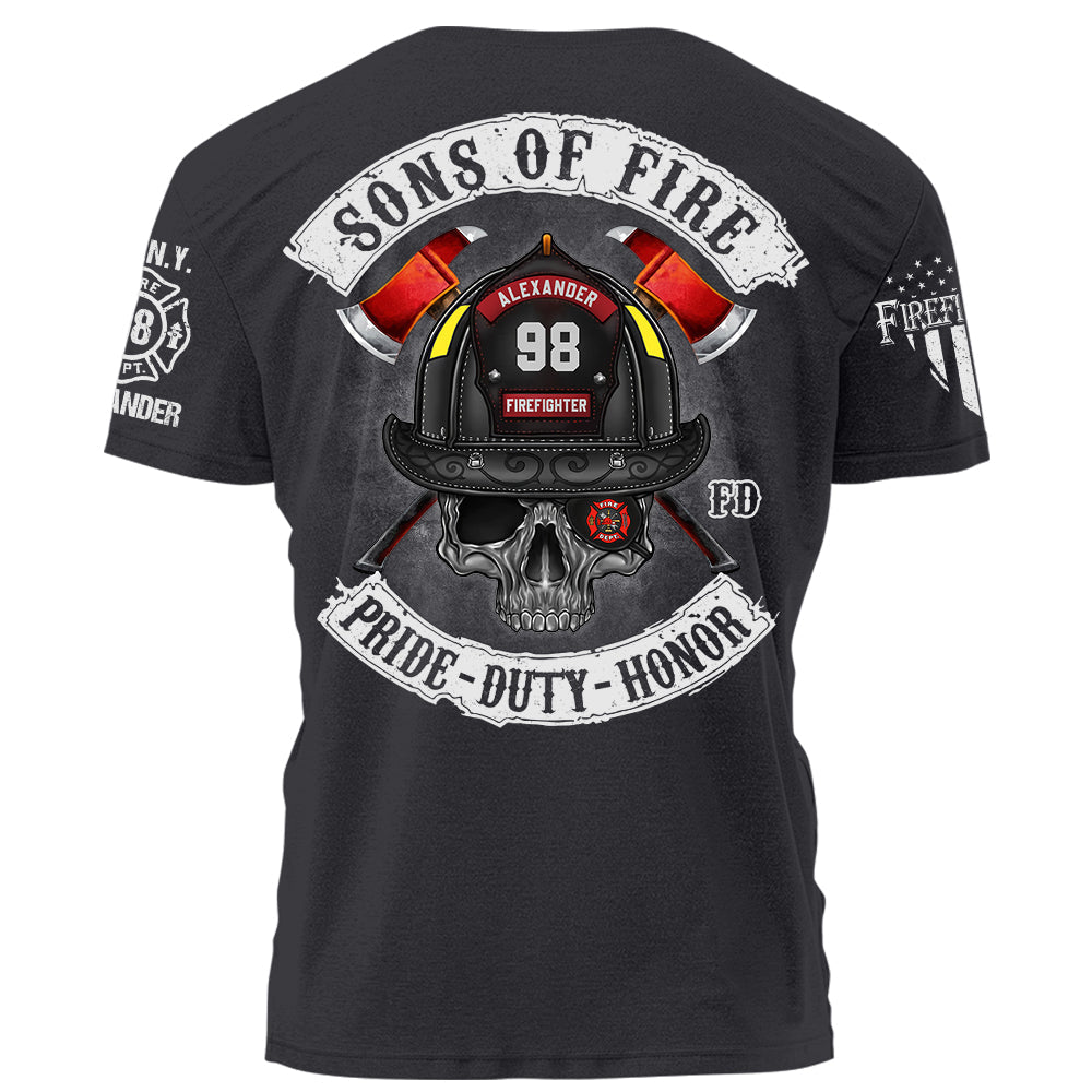 Sons of Fire Pride Duty Honor Personalized Shirt For Fireman Firefighter K1702