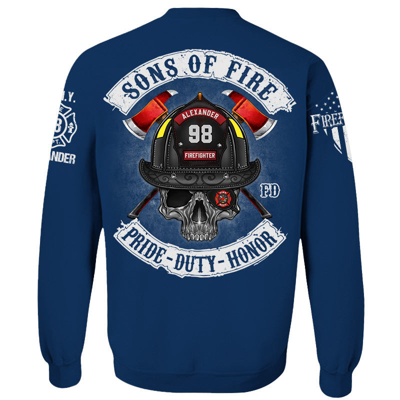 Sons of Fire Pride Duty Honor Personalized Shirt For Fireman Firefighter K1702