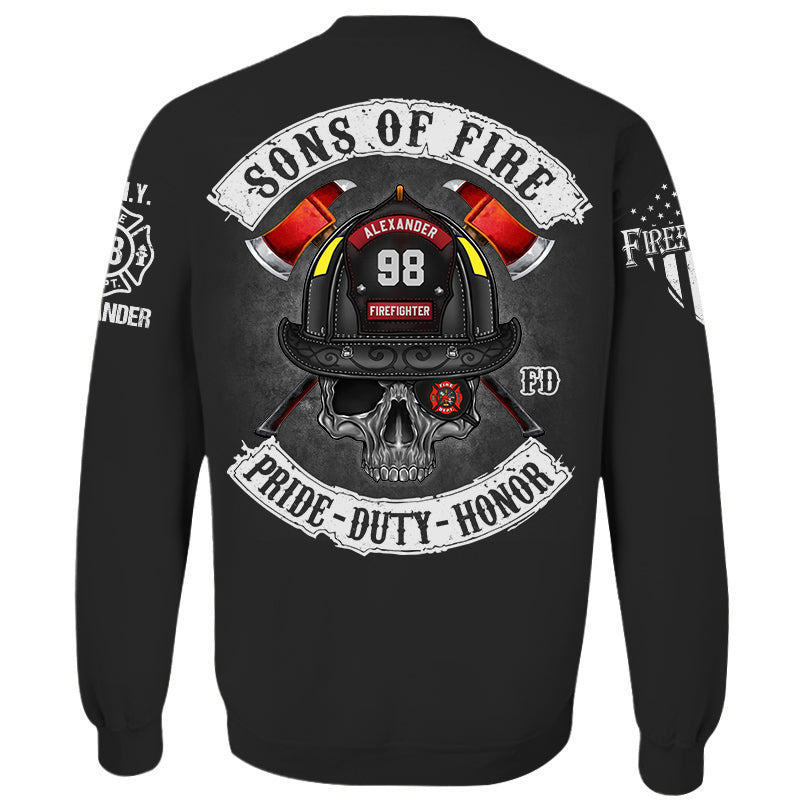 Sons of Fire Pride Duty Honor Personalized Shirt For Fireman Firefighter K1702