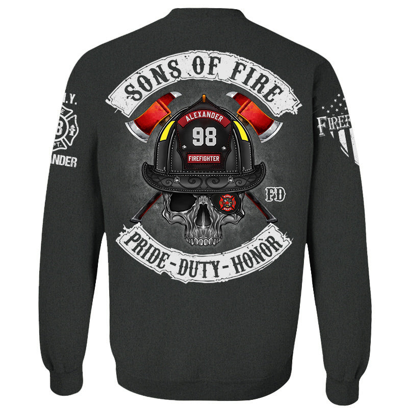 Sons of Fire Pride Duty Honor Personalized Shirt For Fireman Firefighter K1702