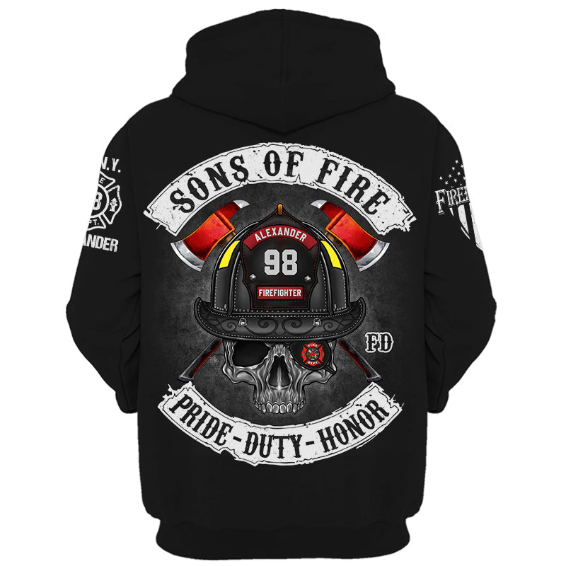 Sons of Fire Pride Duty Honor Personalized Shirt For Fireman Firefighter K1702