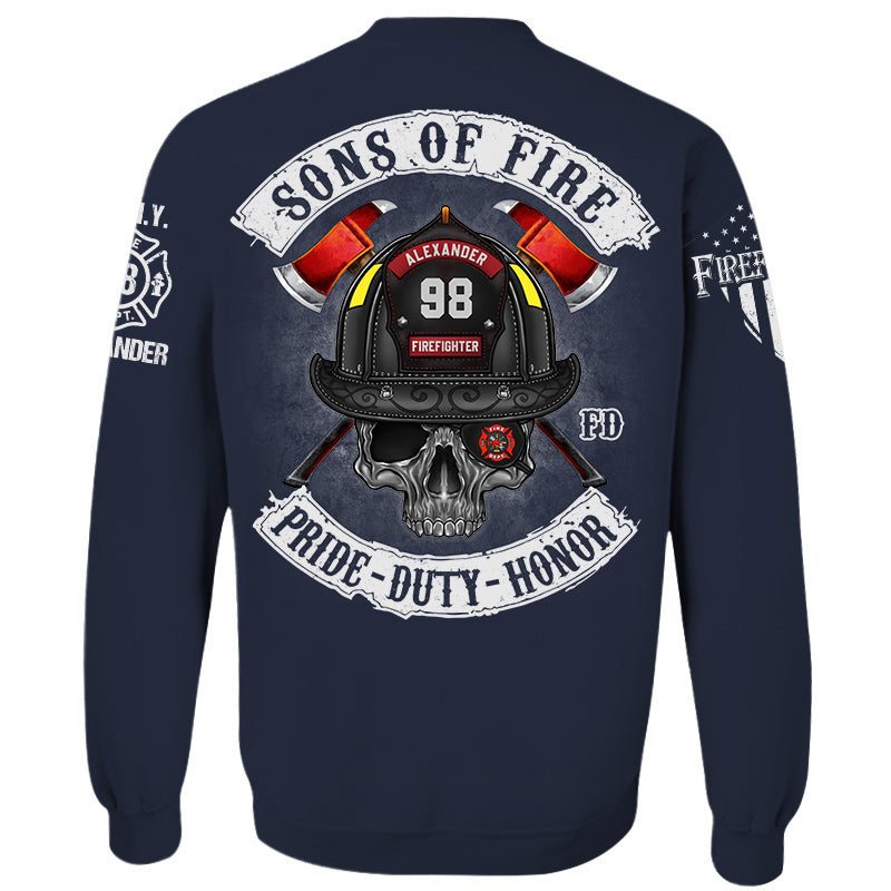 Sons of Fire Pride Duty Honor Personalized Shirt For Fireman Firefighter K1702