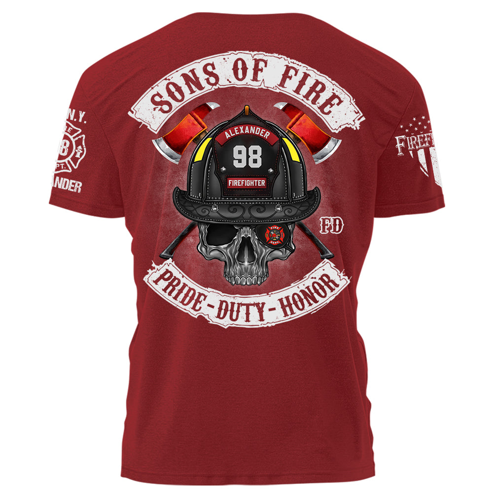 Sons of Fire Pride Duty Honor Personalized Shirt For Fireman Firefighter K1702