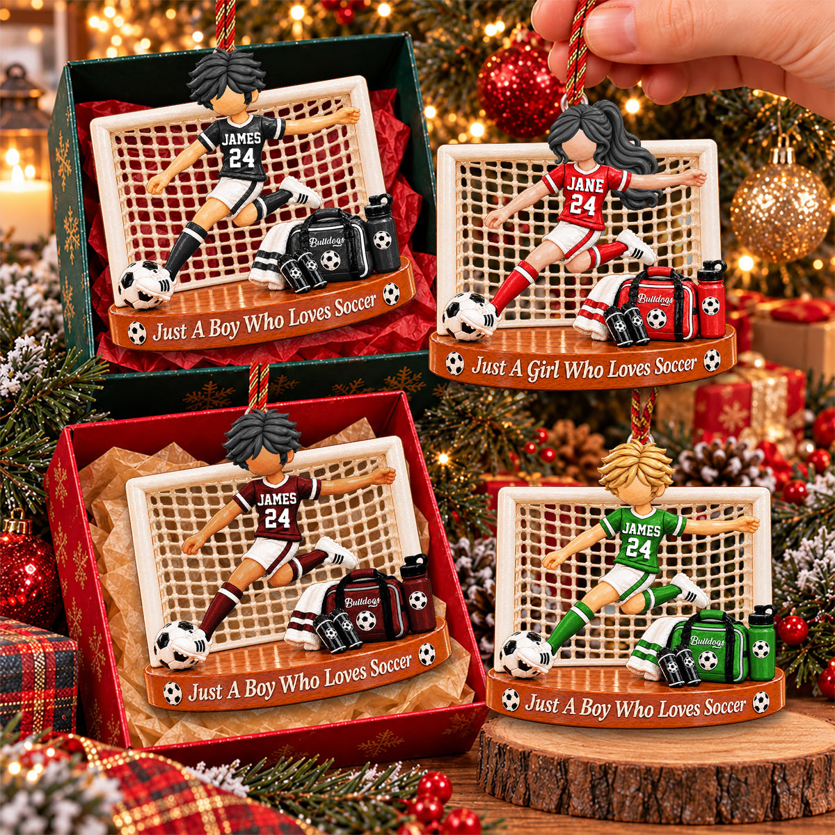 Just A Boy Who Loves Soccer, Personalized Soccer Ornament, Custom Player Name Gift, Gift For Soccer Players Na02 Nh00