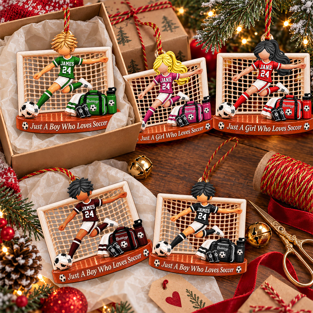 Just A Boy Who Loves Soccer, Personalized Soccer Ornament, Custom Player Name Gift, Gift For Soccer Players Na02 Nh00