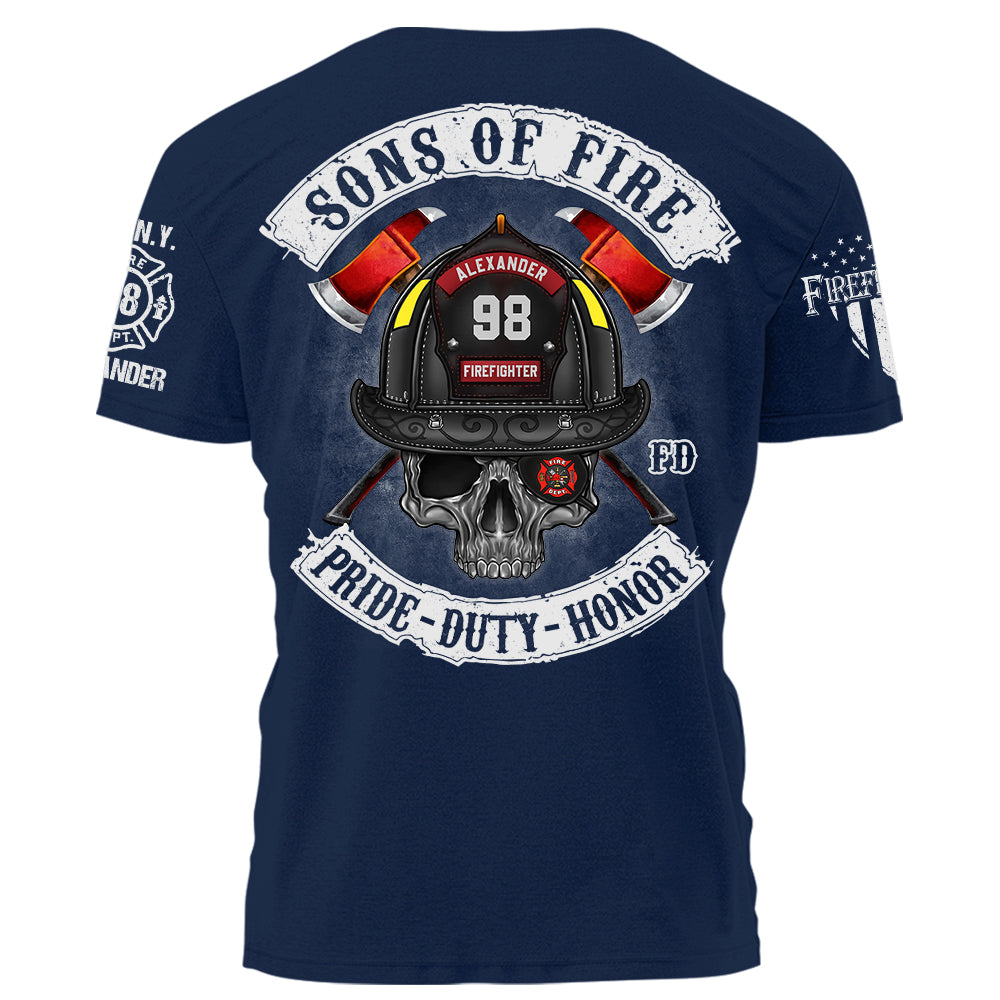 Sons of Fire Pride Duty Honor Personalized Shirt For Fireman Firefighter K1702