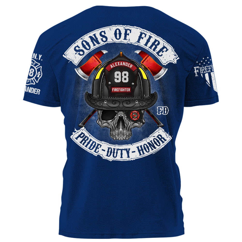 Sons of Fire Pride Duty Honor Personalized Shirt For Fireman Firefighter K1702