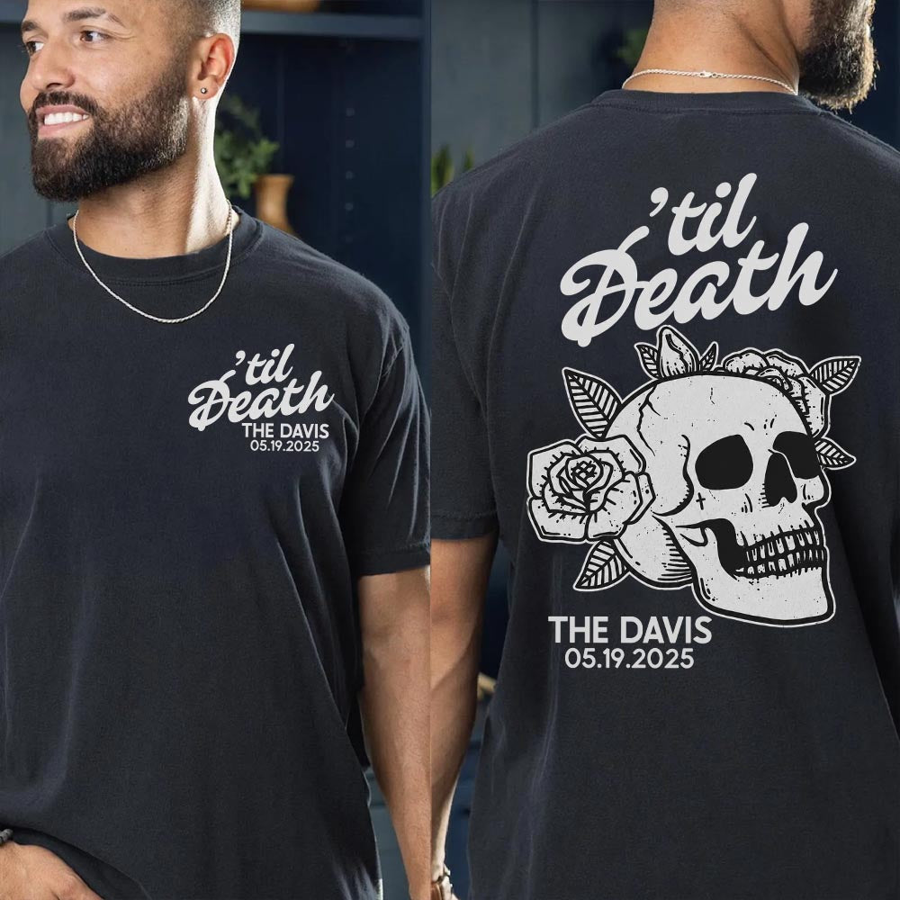 Custom Til Death Shirt, Skeleton Bride Shirt, Wedding Date Newlywed Tees, Wedding Day Shirt, Til Death Married Couple Nh00