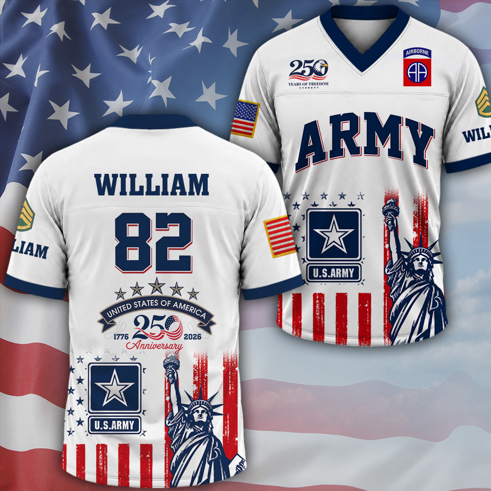 Custom Jersey US Veteran 250th Anniversary Football Jersey Gift For Veteran Military K1702 MT2