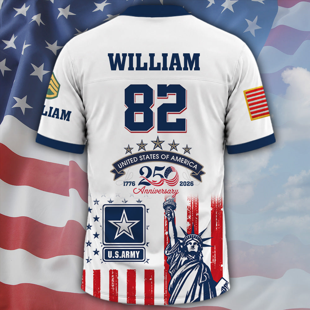 Custom Jersey US Veteran 250th Anniversary Football Jersey Gift For Veteran Military K1702 MT2