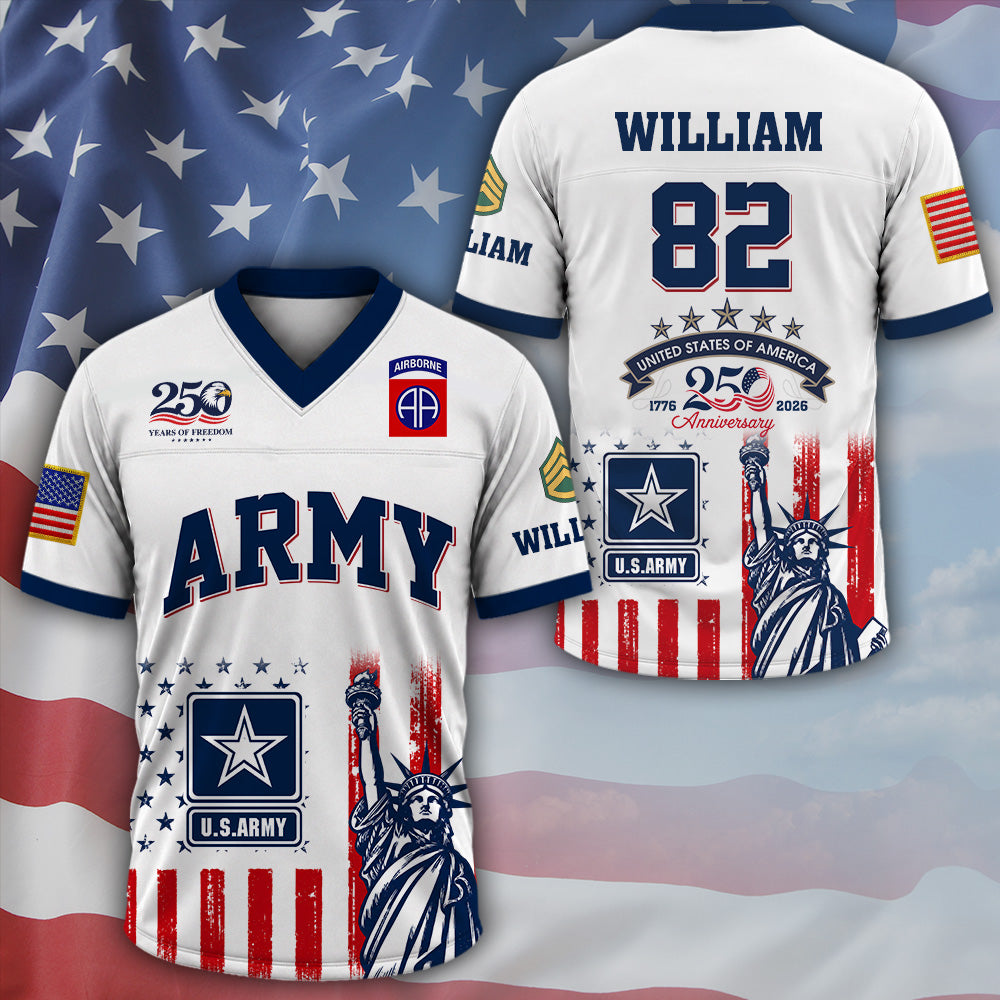 Custom Jersey US Veteran 250th Anniversary Football Jersey Gift For Veteran Military K1702 MT2