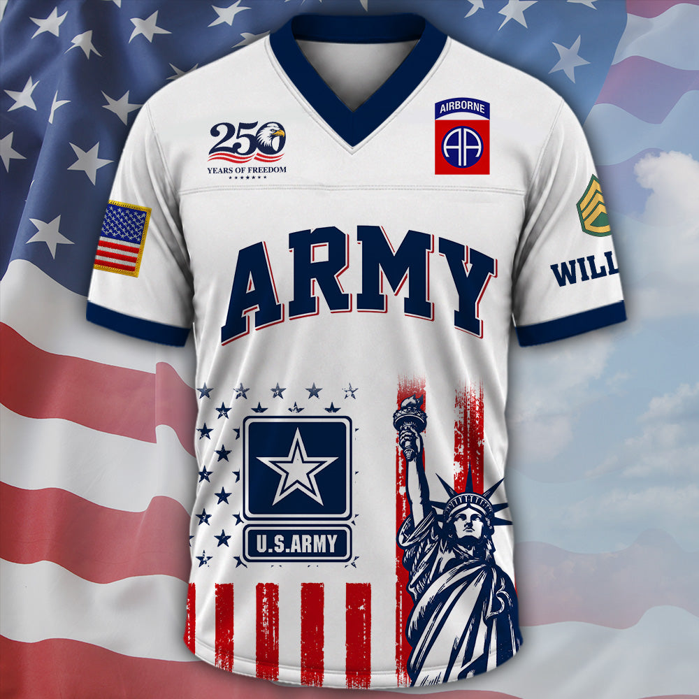 Custom Jersey US Veteran 250th Anniversary Football Jersey Gift For Veteran Military K1702 MT2