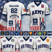 Custom Jersey US Veteran 250th Anniversary Football Jersey Gift For Veteran Military K1702 MT2