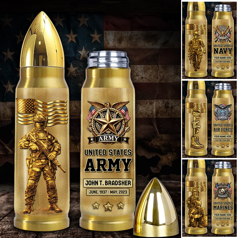 Personalized Veteran Bullet Tumbler Gifts for Dad And Grandpa Veterans Available All Military Branch K1702 Trhn
