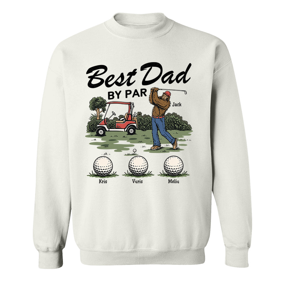 Best Dad By Par Personalized Shirt Bigfoot Golf Dad Shirt Funny Sasquatch Father's Day Gift For Golfers T1807 T24