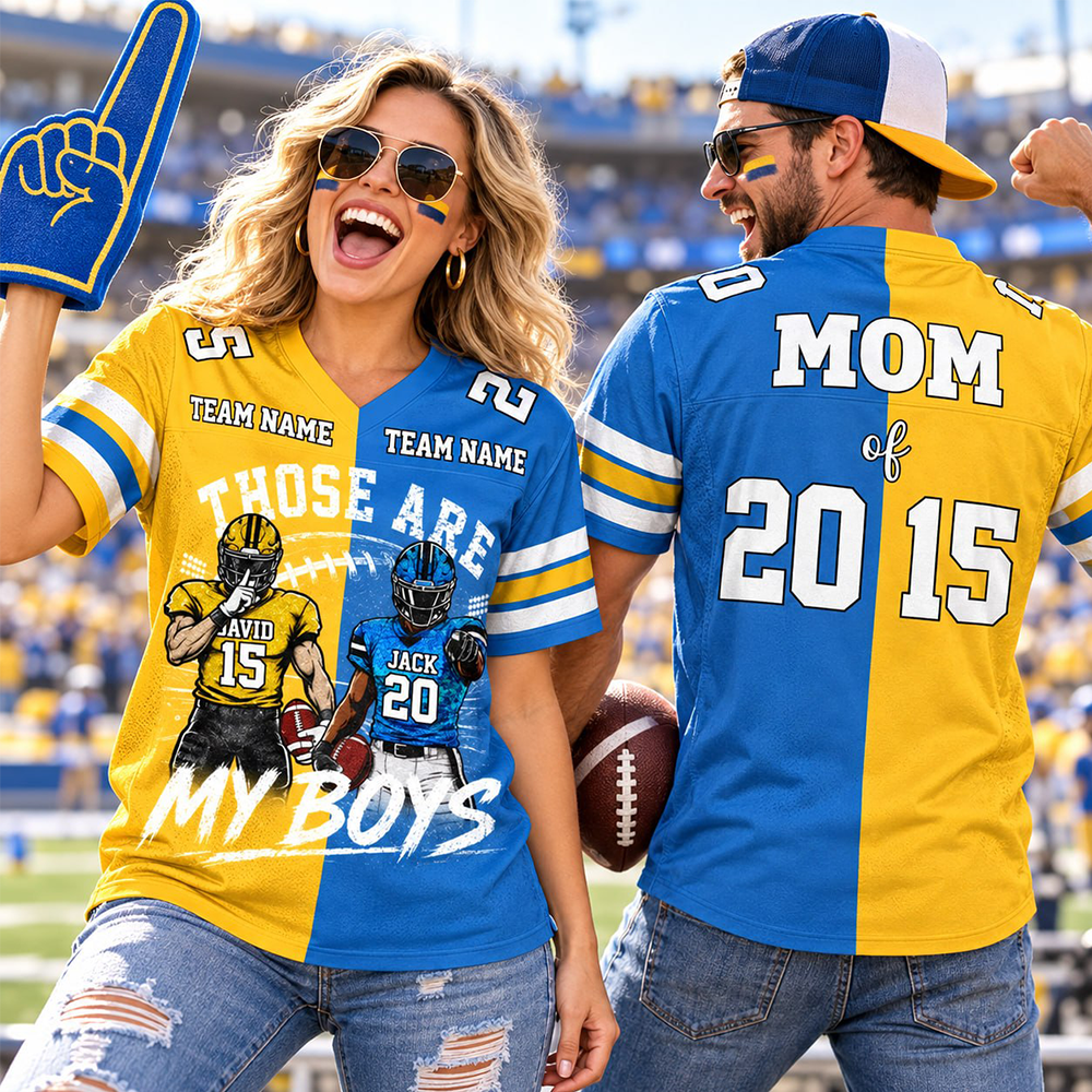 Custom Football Mom Jersey, Those Are My Boys Personalized Football Shirt, Custom Player Name & Number Jersey, Football Game Day Gift Na02 Pt99