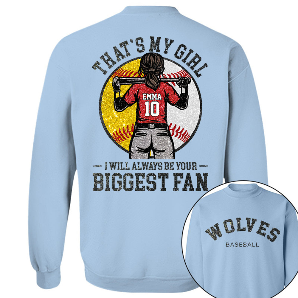 Custom Baseball Softball Mom Shirt, Personalized Kids Name Number Team Name, Those Are My Kids Biggest Fan Tee VH01
