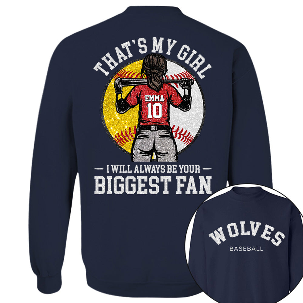 Custom Baseball Softball Mom Shirt, Personalized Kids Name Number Team Name, Those Are My Kids Biggest Fan Tee VH01