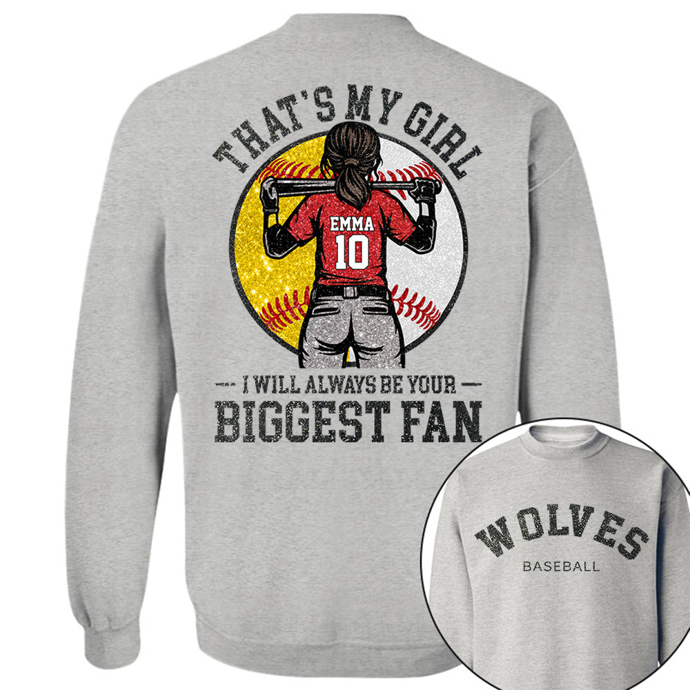 Custom Baseball Softball Mom Shirt, Personalized Kids Name Number Team Name, Those Are My Kids Biggest Fan Tee VH01