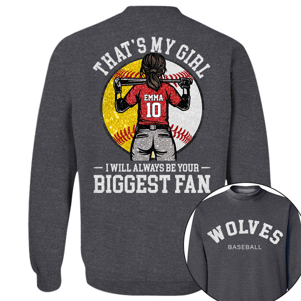 Custom Baseball Softball Mom Shirt, Personalized Kids Name Number Team Name, Those Are My Kids Biggest Fan Tee VH01
