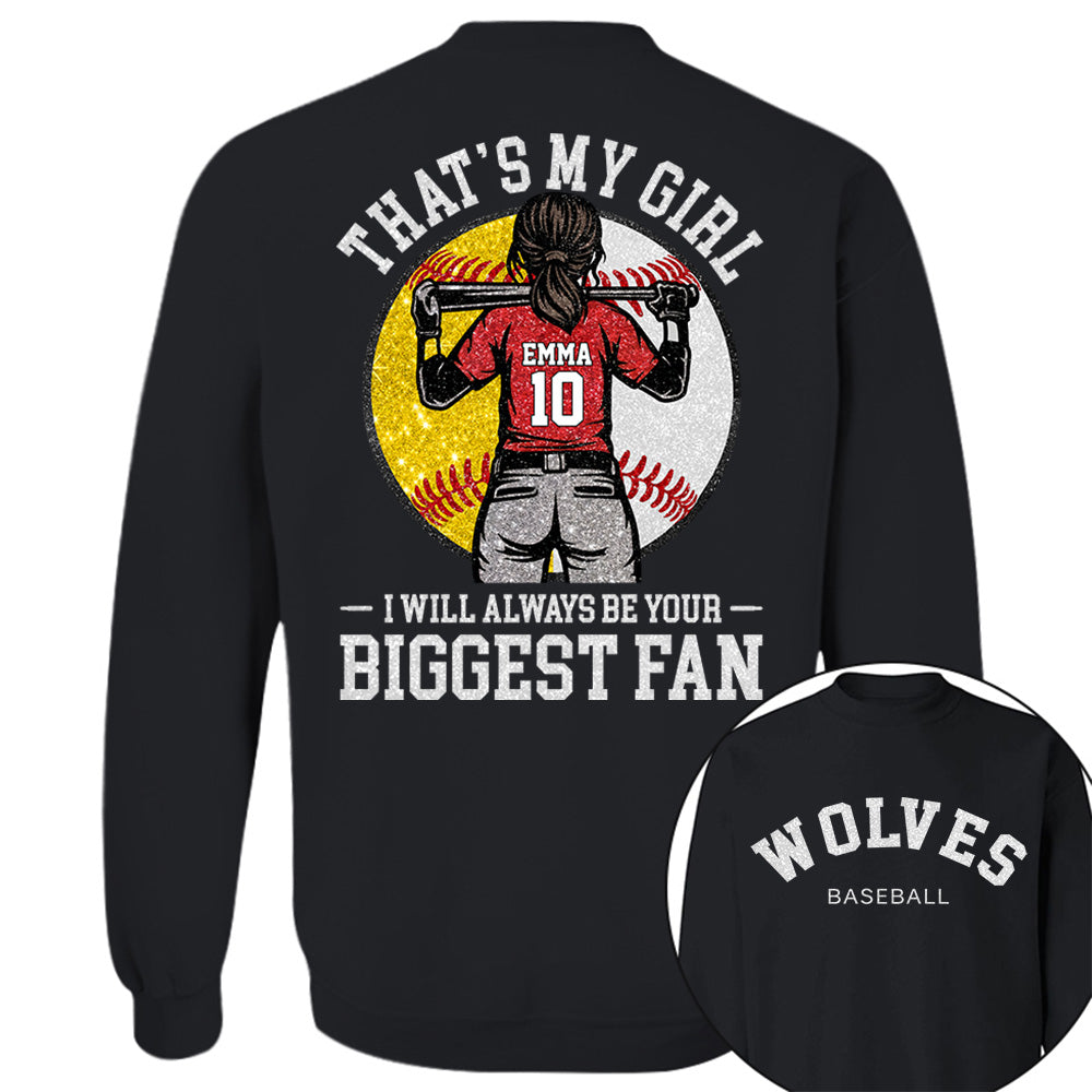 Custom Baseball Softball Mom Shirt, Personalized Kids Name Number Team Name, Those Are My Kids Biggest Fan Tee VH01