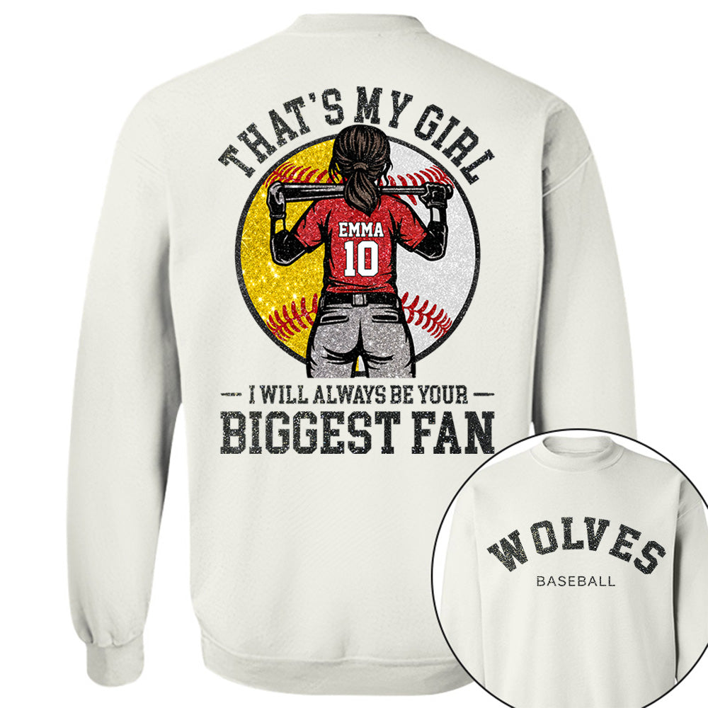 Custom Baseball Softball Mom Shirt, Personalized Kids Name Number Team Name, Those Are My Kids Biggest Fan Tee VH01