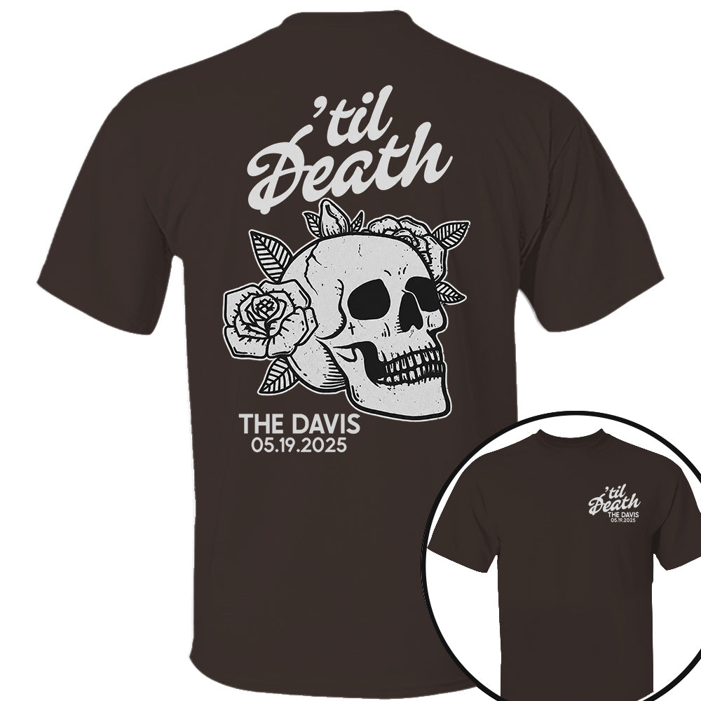 Custom Til Death Shirt, Skeleton Bride Shirt, Wedding Date Newlywed Tees, Wedding Day Shirt, Til Death Married Couple Nh00