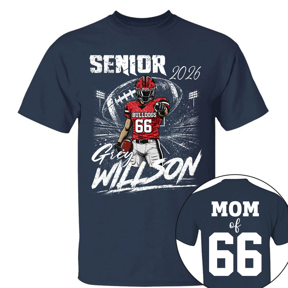Personalized Senior Football Shirt, Custom Player Name Number Tee, Football Mom Senior Night Gift, Senior Football Mom Gift Na02 T24