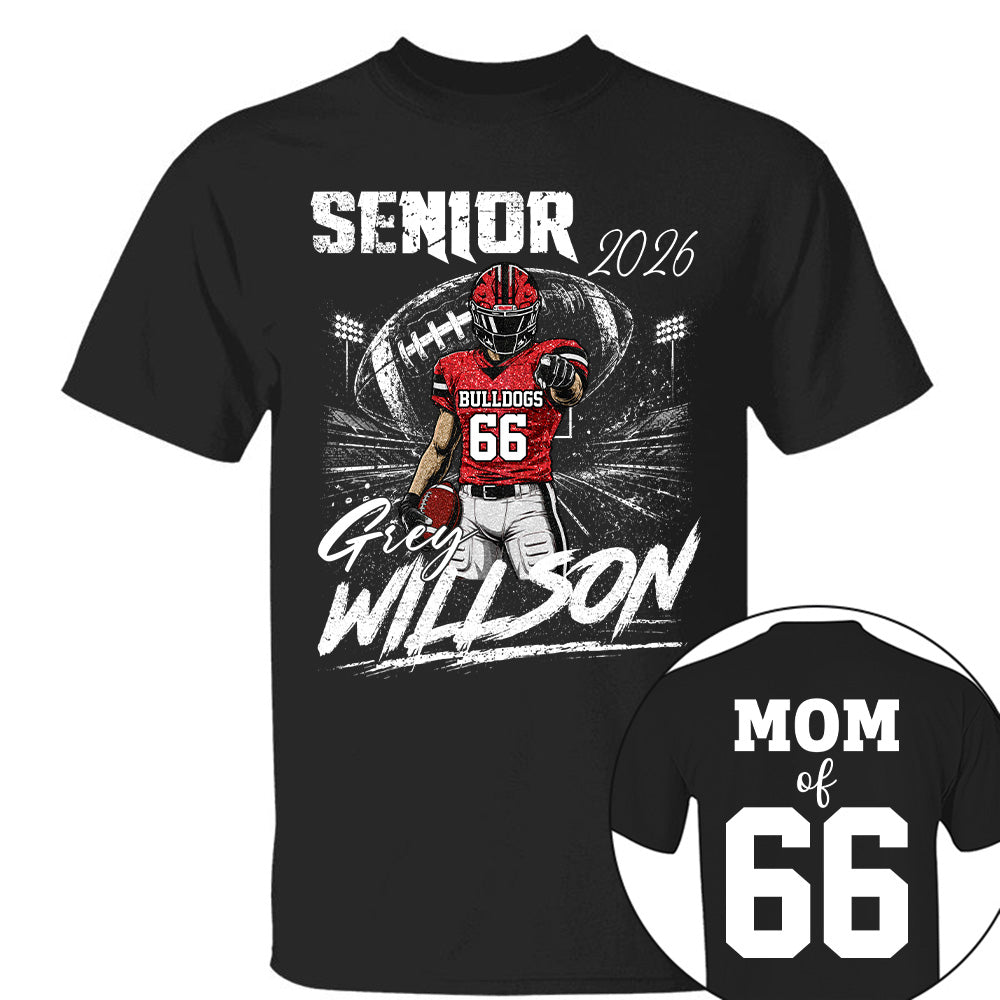 Personalized Senior Football Shirt, Custom Player Name Number Tee, Football Mom Senior Night Gift, Senior Football Mom Gift Na02 T24