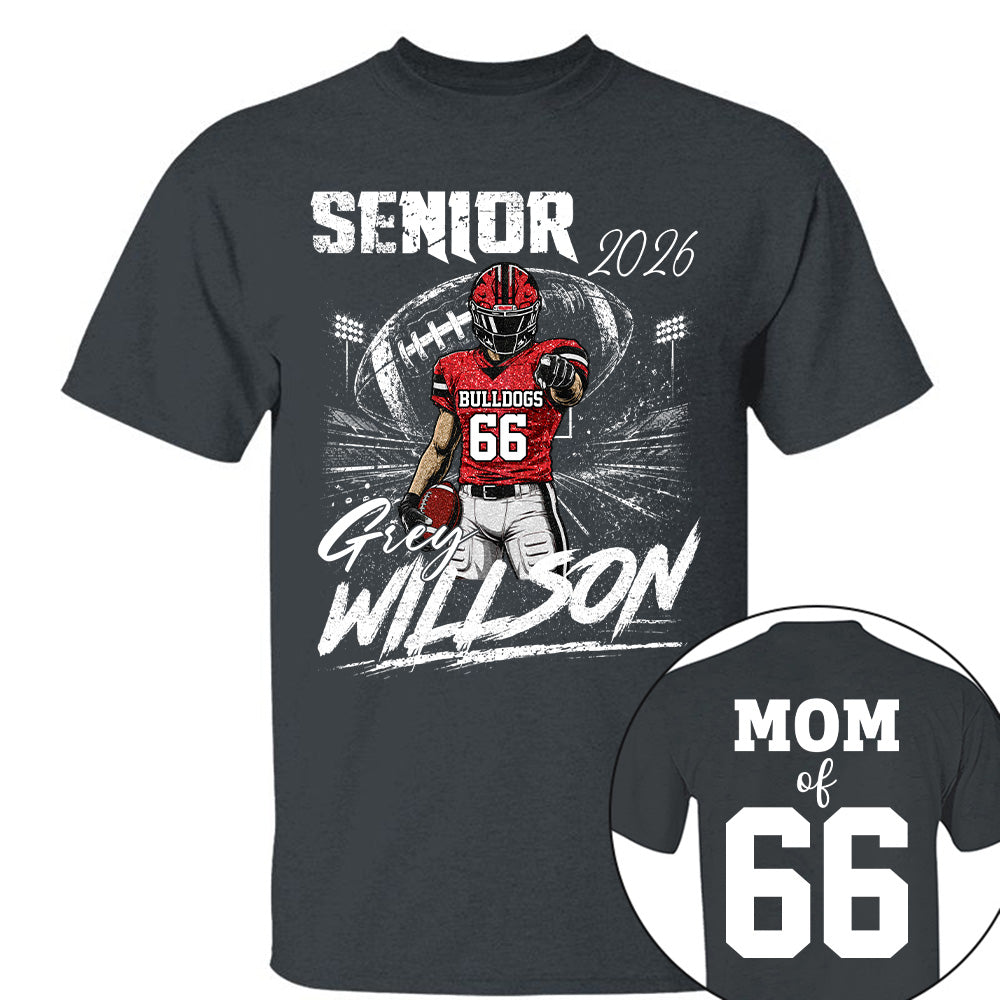 Personalized Senior Football Shirt, Custom Player Name Number Tee, Football Mom Senior Night Gift, Senior Football Mom Gift Na02 T24