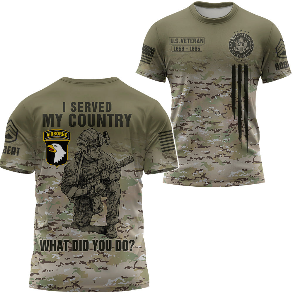 Personalized All Over Print Shirt I Served My Country What Did You Do Custom Gift For Veteran K1702 Trhn