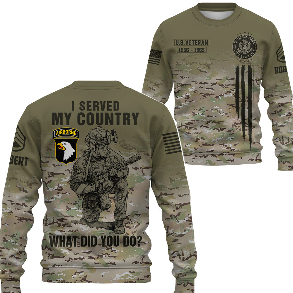 Personalized All Over Print Shirt I Served My Country What Did You Do Custom Gift For Veteran K1702 Trhn