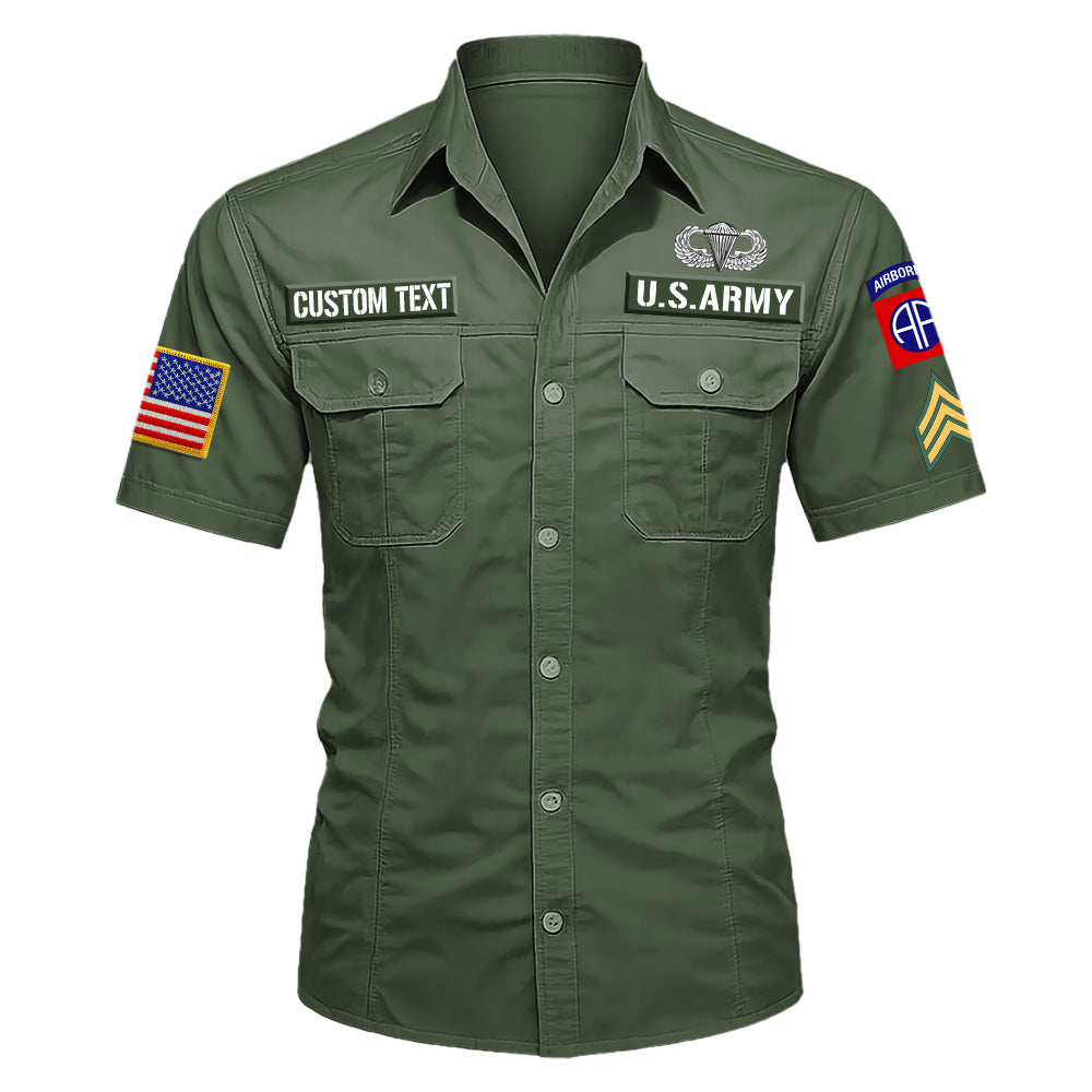 Cotton Cargo Shirts Veteran Gift Custom Military Patches Badges Available All Military Branches K1702 MT2