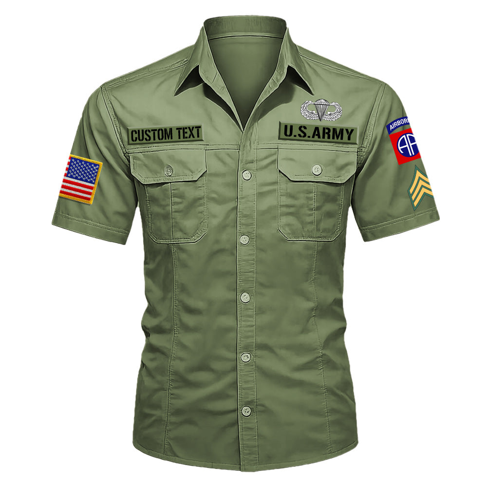 Cotton Cargo Shirts Veteran Gift Custom Military Patches Badges Available All Military Branches K1702 MT2