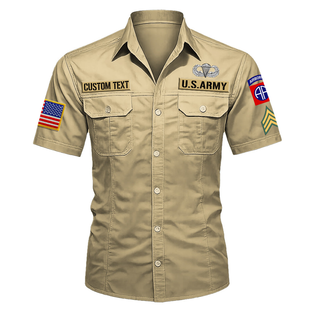 Cotton Cargo Shirts Veteran Gift Custom Military Patches Badges Available All Military Branches K1702 MT2