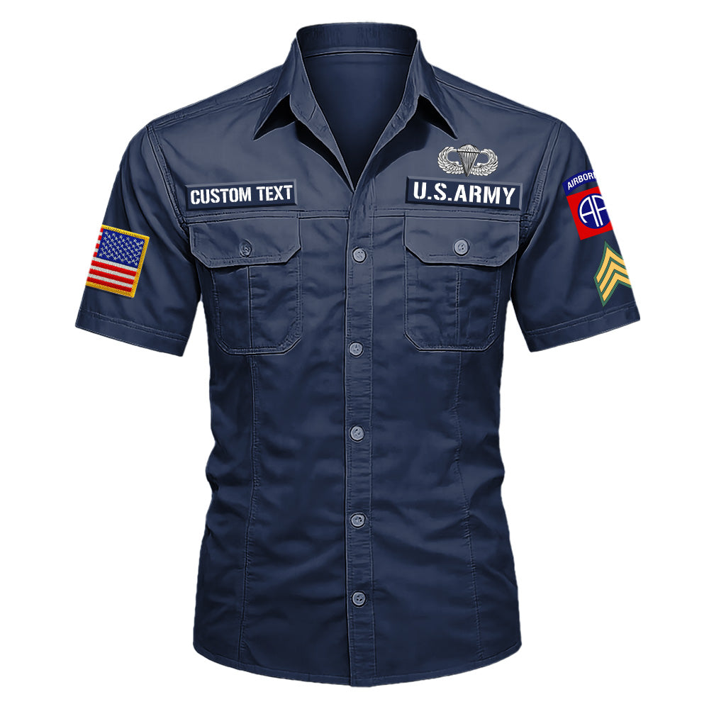 Cotton Cargo Shirts Veteran Gift Custom Military Patches Badges Available All Military Branches K1702 MT2