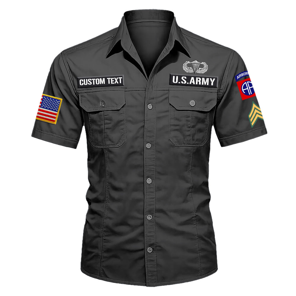 Cotton Cargo Shirts Veteran Gift Custom Military Patches Badges Available All Military Branches K1702 MT2