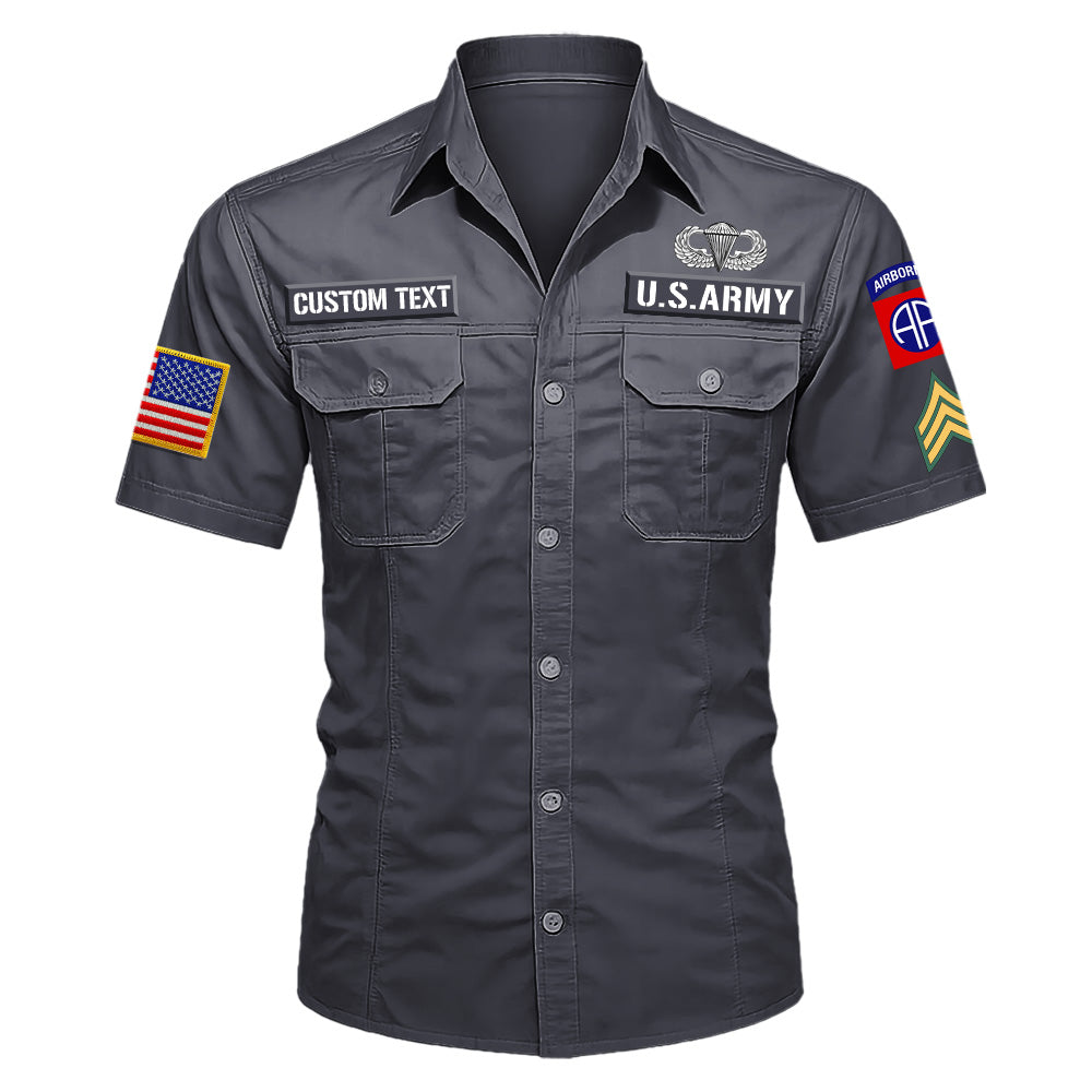 Cotton Cargo Shirts Veteran Gift Custom Military Patches Badges Available All Military Branches K1702 MT2