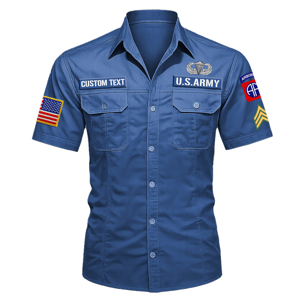 Cotton Cargo Shirts Veteran Gift Custom Military Patches Badges Available All Military Branches K1702 MT2