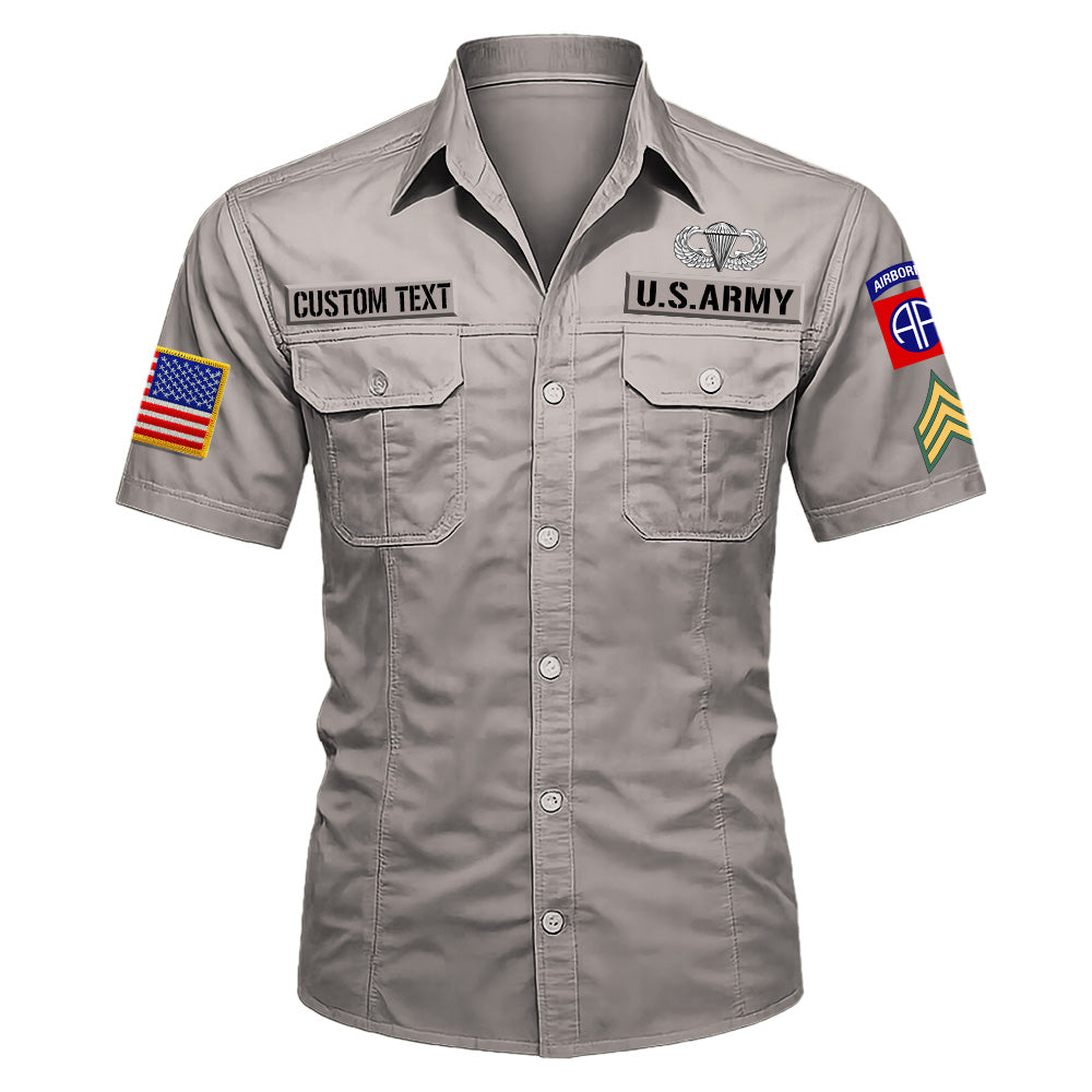 Cotton Cargo Shirts Veteran Gift Custom Military Patches Badges Available All Military Branches K1702 MT2