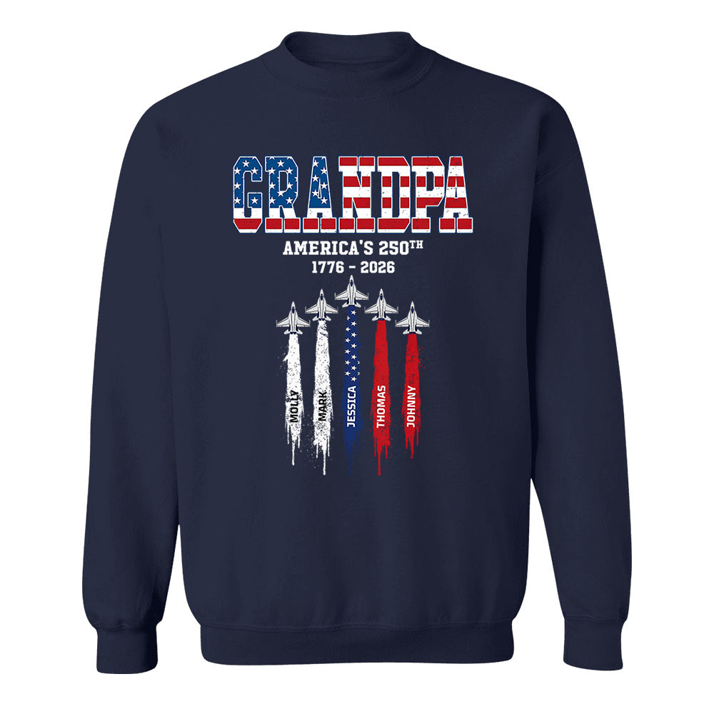 American Grandpa, Personalized Shirt Custom Kids Names Nation Flag American 250th Anniversary,  Father's Day Gift For Dad, Grandpa MI209 VH01