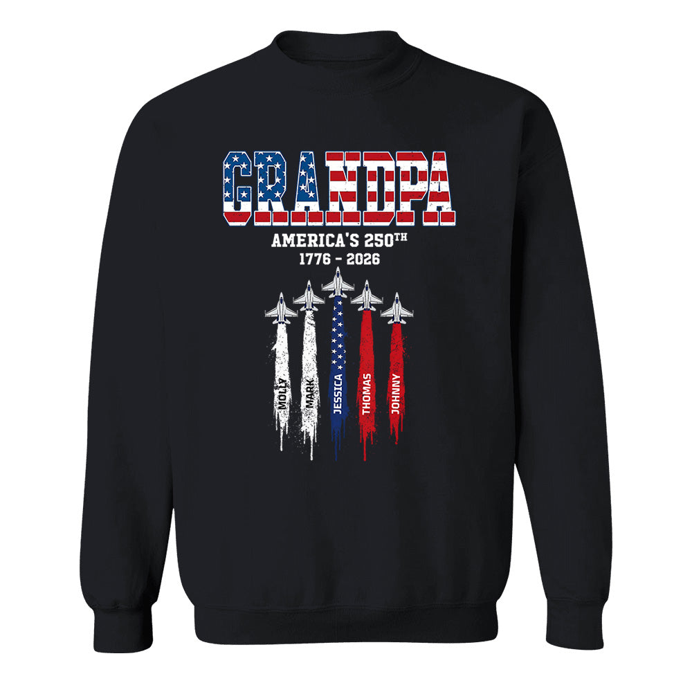 American Grandpa, Personalized Shirt Custom Kids Names Nation Flag American 250th Anniversary,  Father's Day Gift For Dad, Grandpa MI209 VH01