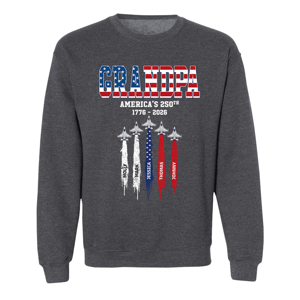 American Grandpa, Personalized Shirt Custom Kids Names Nation Flag American 250th Anniversary,  Father's Day Gift For Dad, Grandpa MI209 VH01