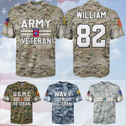 Custom Football Jersey Shirt All Branches Division Pattern Camouflage Gift For Military Retirement Veteran K1702 Trhn