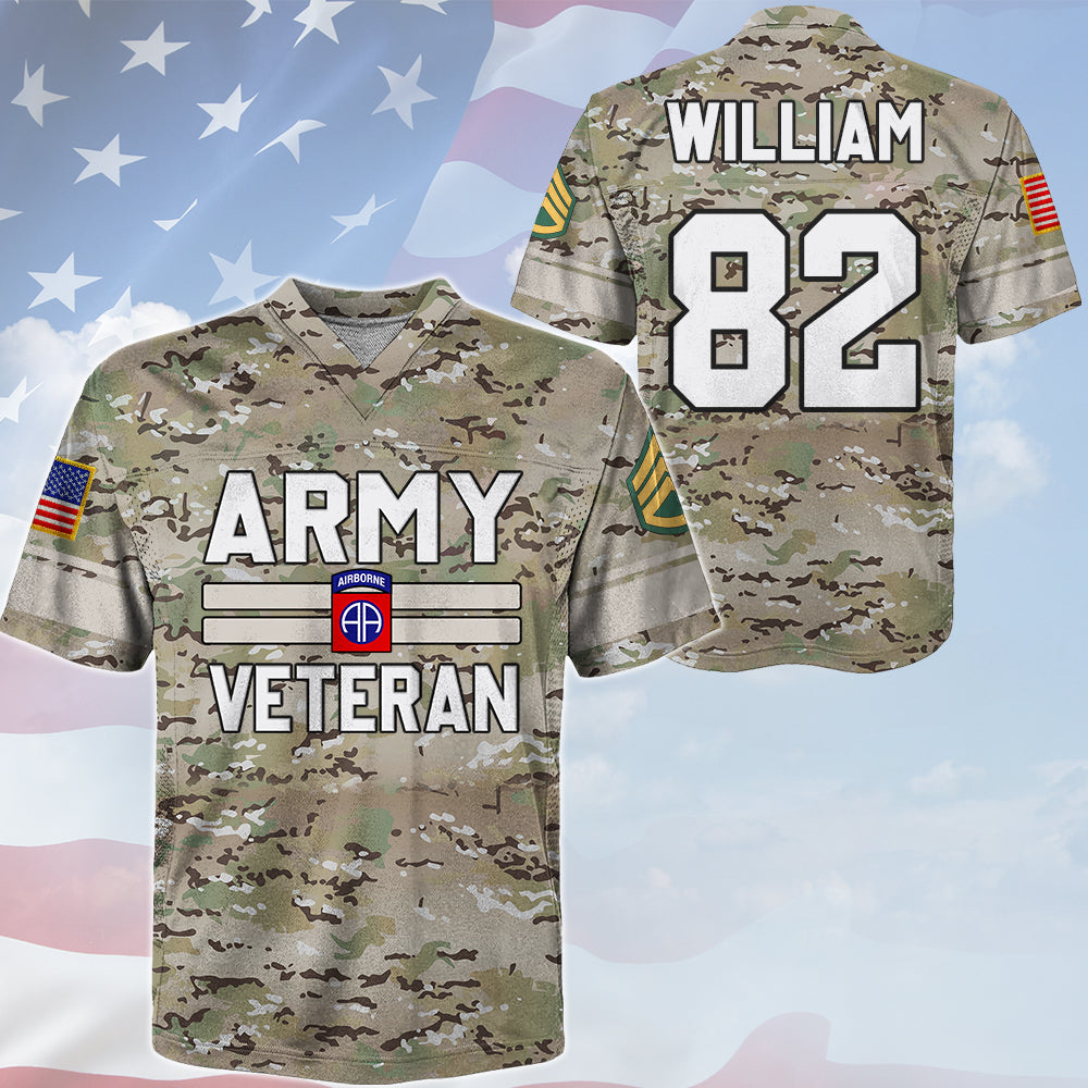 Custom Football Jersey Shirt All Branches Division Pattern Camouflage Gift For Military Retirement Veteran K1702 Trhn