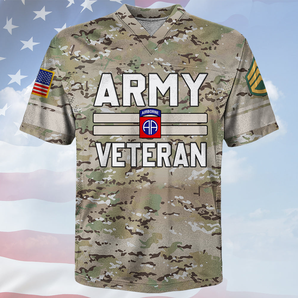 Custom Football Jersey Shirt All Branches Division Pattern Camouflage Gift For Military Retirement Veteran K1702 Trhn